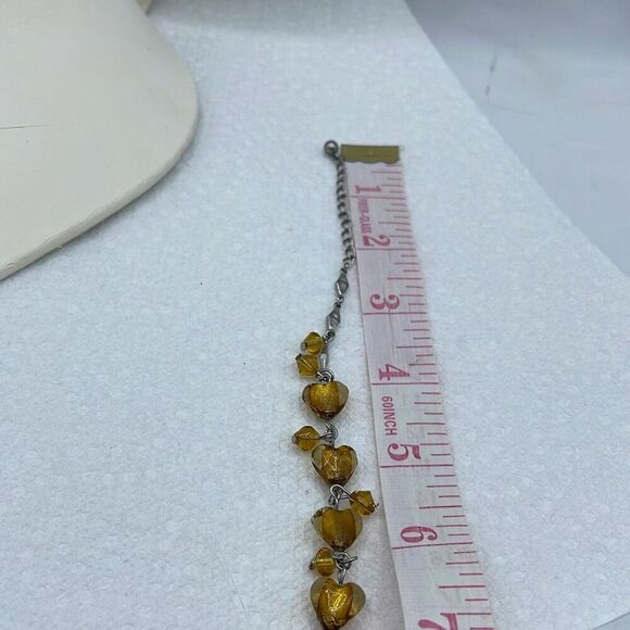 Heart shaped Italian glass beads  chain link bracelet - Picture 4 of 8